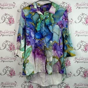 Art by dolcezza button down watercolor Vibrant Multicolor Button Down Shirt